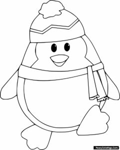 Cute Penguin with a Scarf - Easy Peasy Colorings
