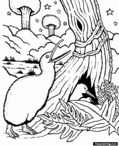 Kiwi Besides a Tree Coloring pages - Easy Peasy Colorings