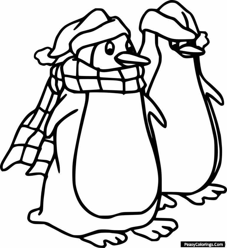 Two Penguins in the Hat Coloring Pages - Easy Peasy Colorings