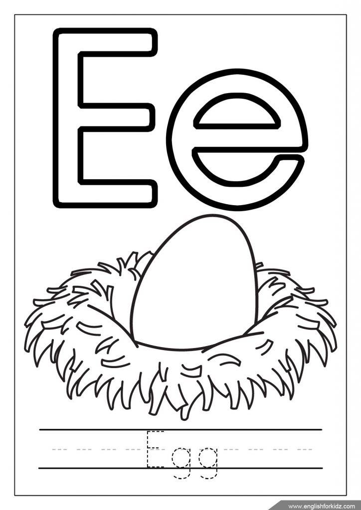 E for egg coloring page