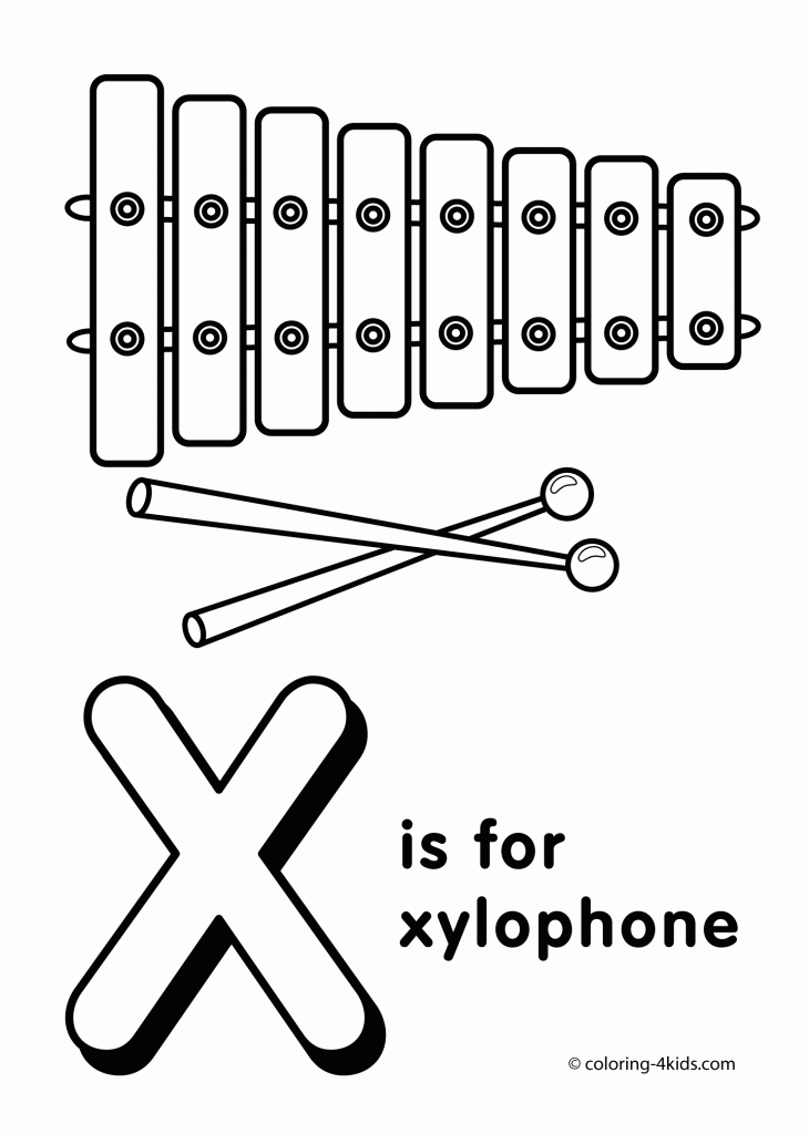 letter X is for Xylophone coloring page